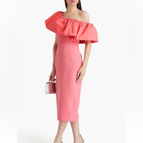 REBECCA VALLANCE
Brittany one-shoulder taffeta-paneled crepe midi dress - Picture 3 of 5